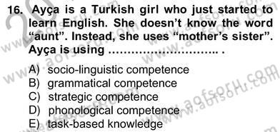 Dilbilim 2 Dersi 2012 - 2013 Yılı (Vize) Ara Sınav Soruları 16. Soru
