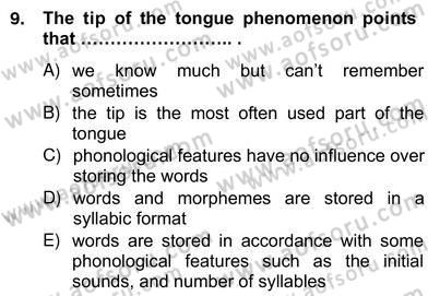 Dilbilim 2 Dersi 2012 - 2013 Yılı (Vize) Ara Sınav Soruları 9. Soru