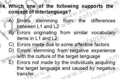 Dilbilim 2 Dersi 2012 - 2013 Yılı (Final) Dönem Sonu Sınavı 14. Soru