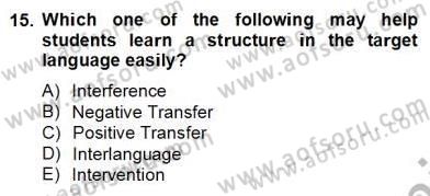Dilbilim 2 Dersi 2012 - 2013 Yılı (Final) Dönem Sonu Sınavı 15. Soru