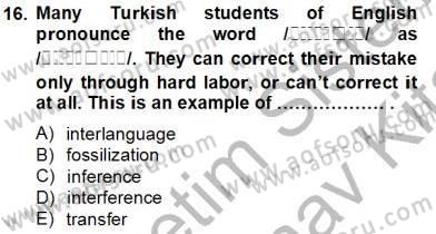 Dilbilim 2 Dersi 2012 - 2013 Yılı (Final) Dönem Sonu Sınavı 16. Soru