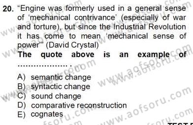 Dilbilim 2 Dersi 2012 - 2013 Yılı (Final) Dönem Sonu Sınavı 20. Soru