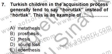 Dilbilim 2 Dersi 2012 - 2013 Yılı (Final) Dönem Sonu Sınavı 7. Soru