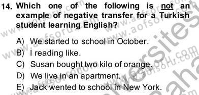 Dilbilim 2 Dersi 2013 - 2014 Yılı (Vize) Ara Sınav Soruları 14. Soru