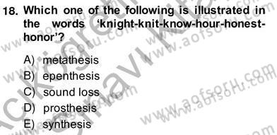 Dilbilim 2 Dersi 2013 - 2014 Yılı (Vize) Ara Sınav Soruları 18. Soru