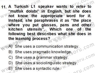 Dilbilim 2 Dersi 2013 - 2014 Yılı (Final) Dönem Sonu Sınav Soruları 11. Soru