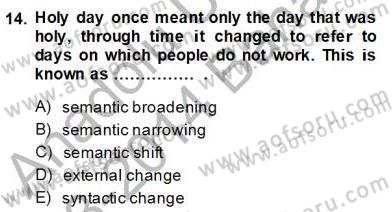 Dilbilim 2 Dersi 2013 - 2014 Yılı (Final) Dönem Sonu Sınav Soruları 14. Soru