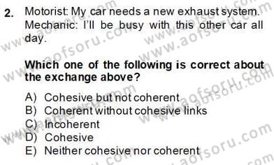 Dilbilim 2 Dersi 2013 - 2014 Yılı (Final) Dönem Sonu Sınav Soruları 2. Soru