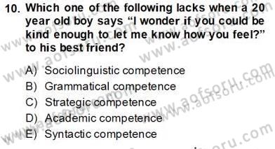 Dilbilim 2 Dersi 2013 - 2014 Yılı Tek Ders Sınav Soruları 10. Soru