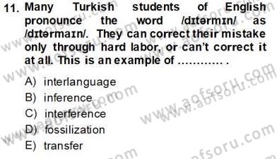 Dilbilim 2 Dersi 2013 - 2014 Yılı Tek Ders Sınav Soruları 11. Soru