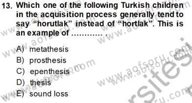 Dilbilim 2 Dersi 2013 - 2014 Yılı Tek Ders Sınav Soruları 13. Soru
