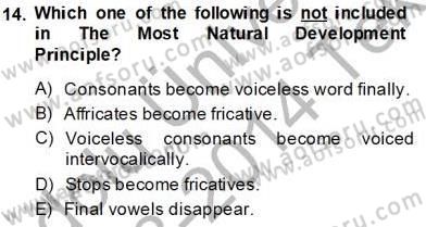 Dilbilim 2 Dersi 2013 - 2014 Yılı Tek Ders Sınav Soruları 14. Soru