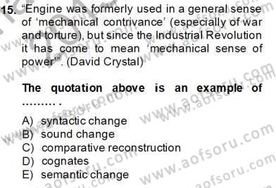 Dilbilim 2 Dersi 2013 - 2014 Yılı Tek Ders Sınav Soruları 15. Soru