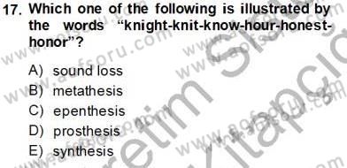 Dilbilim 2 Dersi 2013 - 2014 Yılı Tek Ders Sınav Soruları 17. Soru