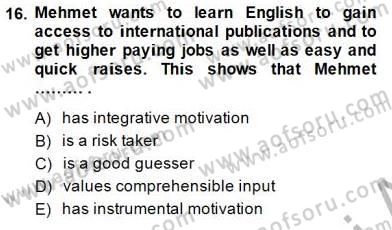 Dilbilim 2 Dersi 2014 - 2015 Yılı (Vize) Ara Sınavı 16. Soru