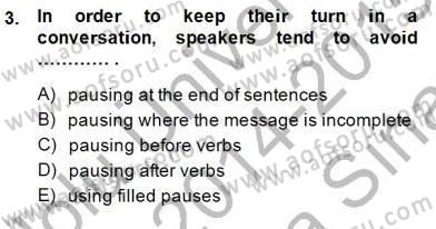 Dilbilim 2 Dersi 2014 - 2015 Yılı (Vize) Ara Sınavı 3. Soru