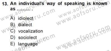 Dilbilim 2 Dersi 2014 - 2015 Yılı (Final) Dönem Sonu Sınav Soruları 13. Soru