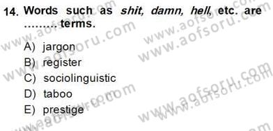 Dilbilim 2 Dersi 2014 - 2015 Yılı (Final) Dönem Sonu Sınav Soruları 14. Soru