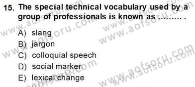 Dilbilim 2 Dersi 2014 - 2015 Yılı (Final) Dönem Sonu Sınav Soruları 15. Soru