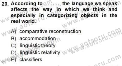 Dilbilim 2 Dersi 2014 - 2015 Yılı (Final) Dönem Sonu Sınav Soruları 20. Soru