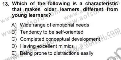 Çocuklara Yabancı Dil Öğretimi 1 Dersi 2012 - 2013 Yılı (Vize) Ara Sınav Soruları 13. Soru