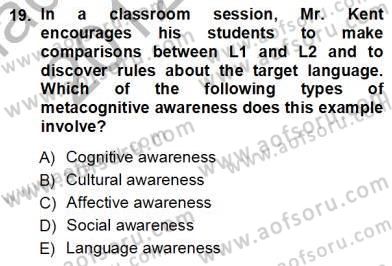 Çocuklara Yabancı Dil Öğretimi 1 Dersi 2012 - 2013 Yılı (Vize) Ara Sınav Soruları 19. Soru