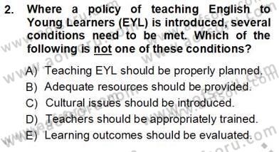 Çocuklara Yabancı Dil Öğretimi 1 Dersi 2012 - 2013 Yılı (Vize) Ara Sınav Soruları 2. Soru