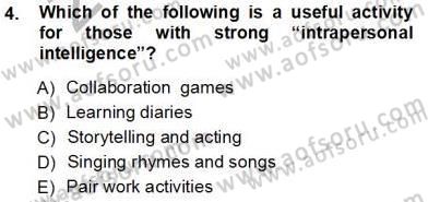 Çocuklara Yabancı Dil Öğretimi 1 Dersi 2012 - 2013 Yılı (Vize) Ara Sınav Soruları 4. Soru