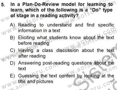 Çocuklara Yabancı Dil Öğretimi 1 Dersi 2012 - 2013 Yılı (Vize) Ara Sınav Soruları 5. Soru