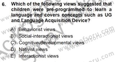 Çocuklara Yabancı Dil Öğretimi 1 Dersi 2012 - 2013 Yılı (Vize) Ara Sınav Soruları 6. Soru