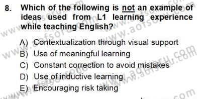 Çocuklara Yabancı Dil Öğretimi 1 Dersi 2012 - 2013 Yılı (Vize) Ara Sınav Soruları 8. Soru
