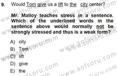 Çocuklara Yabancı Dil Öğretimi 1 Dersi 2012 - 2013 Yılı (Vize) Ara Sınav Soruları 9. Soru