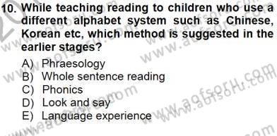 Çocuklara Yabancı Dil Öğretimi 1 Dersi 2012 - 2013 Yılı (Final) Dönem Sonu Sınav Soruları 10. Soru