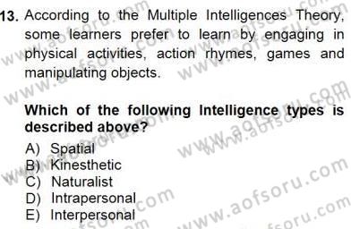 Çocuklara Yabancı Dil Öğretimi 1 Dersi 2012 - 2013 Yılı (Final) Dönem Sonu Sınav Soruları 13. Soru