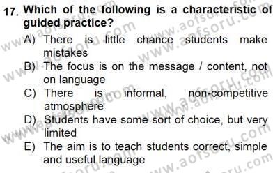 Çocuklara Yabancı Dil Öğretimi 1 Dersi 2012 - 2013 Yılı (Final) Dönem Sonu Sınav Soruları 17. Soru