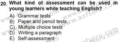 Çocuklara Yabancı Dil Öğretimi 1 Dersi 2012 - 2013 Yılı (Final) Dönem Sonu Sınav Soruları 20. Soru