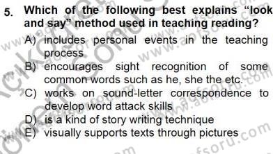 Çocuklara Yabancı Dil Öğretimi 1 Dersi 2012 - 2013 Yılı (Final) Dönem Sonu Sınav Soruları 5. Soru