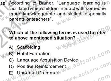 Çocuklara Yabancı Dil Öğretimi 1 Dersi 2013 - 2014 Yılı (Vize) Ara Sınav Soruları 10. Soru