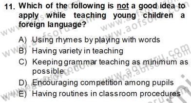 Çocuklara Yabancı Dil Öğretimi 1 Dersi 2013 - 2014 Yılı (Vize) Ara Sınav Soruları 11. Soru