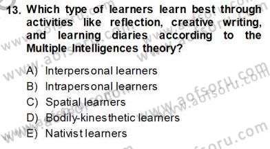Çocuklara Yabancı Dil Öğretimi 1 Dersi 2013 - 2014 Yılı (Vize) Ara Sınav Soruları 13. Soru