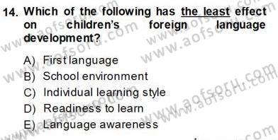 Çocuklara Yabancı Dil Öğretimi 1 Dersi 2013 - 2014 Yılı (Vize) Ara Sınav Soruları 14. Soru