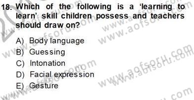 Çocuklara Yabancı Dil Öğretimi 1 Dersi 2013 - 2014 Yılı (Vize) Ara Sınav Soruları 18. Soru