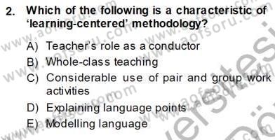 Çocuklara Yabancı Dil Öğretimi 1 Dersi 2013 - 2014 Yılı (Vize) Ara Sınav Soruları 2. Soru