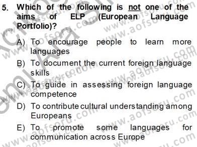 Çocuklara Yabancı Dil Öğretimi 1 Dersi 2013 - 2014 Yılı (Vize) Ara Sınav Soruları 5. Soru