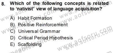 Çocuklara Yabancı Dil Öğretimi 1 Dersi 2013 - 2014 Yılı (Vize) Ara Sınav Soruları 8. Soru