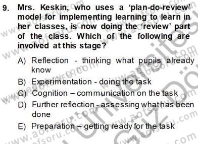 Çocuklara Yabancı Dil Öğretimi 1 Dersi 2013 - 2014 Yılı (Vize) Ara Sınav Soruları 9. Soru