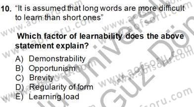 Çocuklara Yabancı Dil Öğretimi 1 Dersi 2013 - 2014 Yılı (Final) Dönem Sonu Sınav Soruları 10. Soru