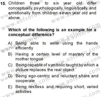 Çocuklara Yabancı Dil Öğretimi 1 Dersi 2013 - 2014 Yılı (Final) Dönem Sonu Sınav Soruları 15. Soru
