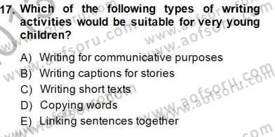Çocuklara Yabancı Dil Öğretimi 1 Dersi 2013 - 2014 Yılı (Final) Dönem Sonu Sınav Soruları 17. Soru