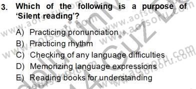 Çocuklara Yabancı Dil Öğretimi 1 Dersi 2013 - 2014 Yılı (Final) Dönem Sonu Sınav Soruları 3. Soru